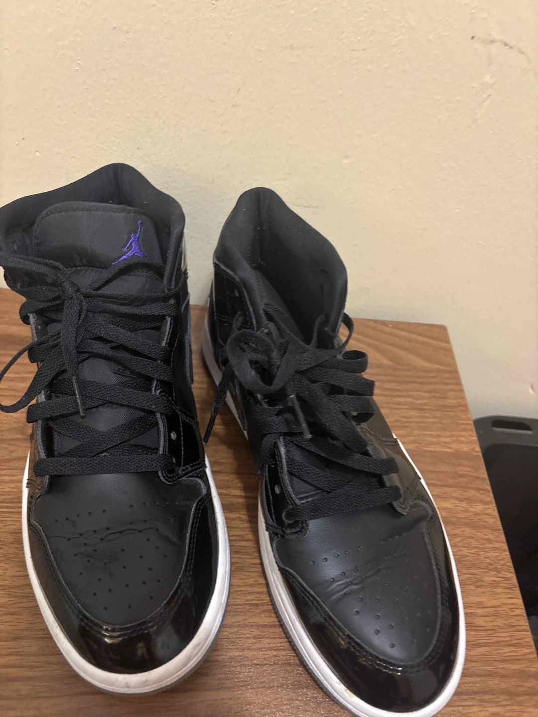 Air Jordan 1 Mid Black Glossy Sneakers