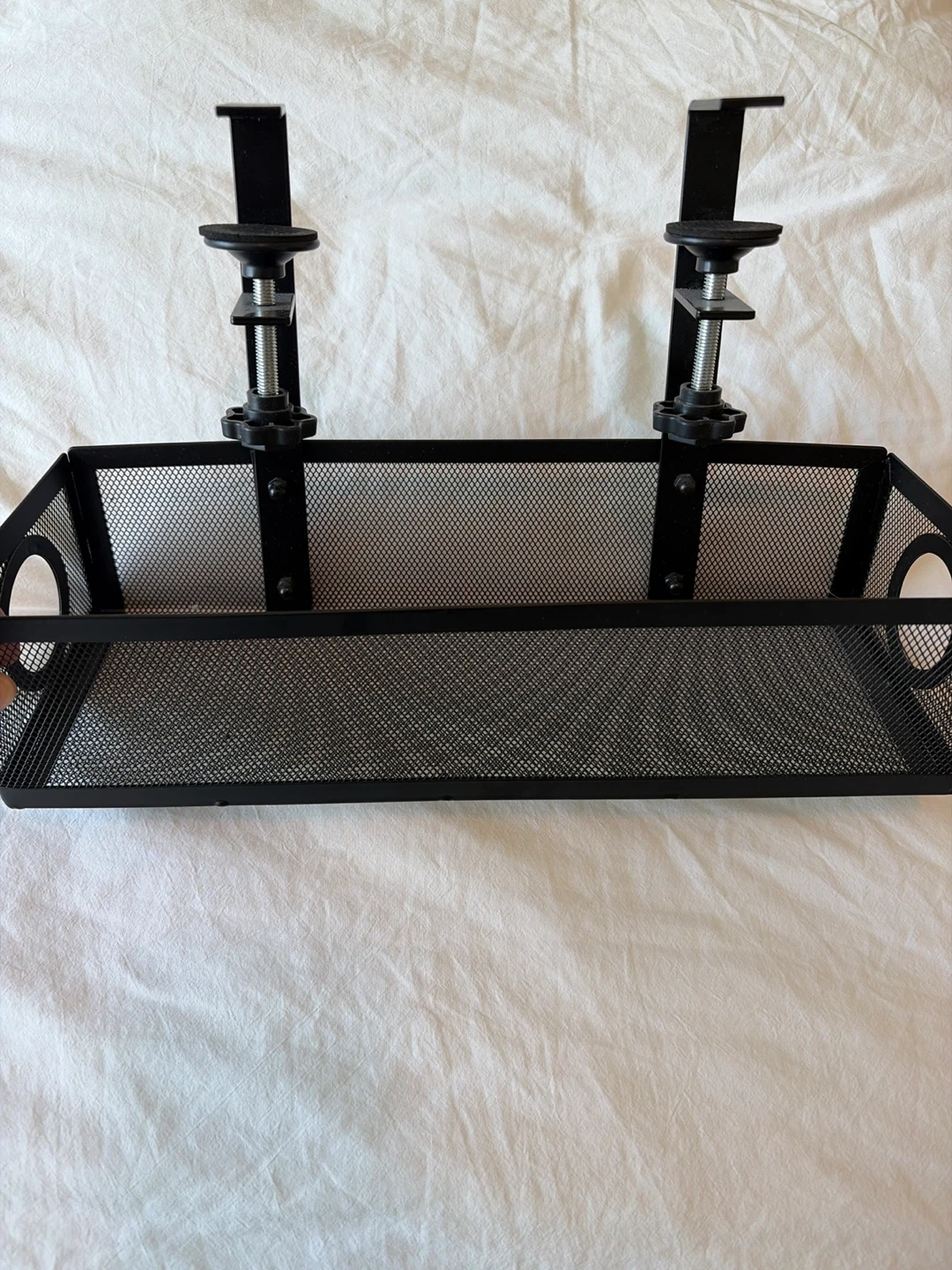Black Metal Mesh Desk Shelf with Clamps