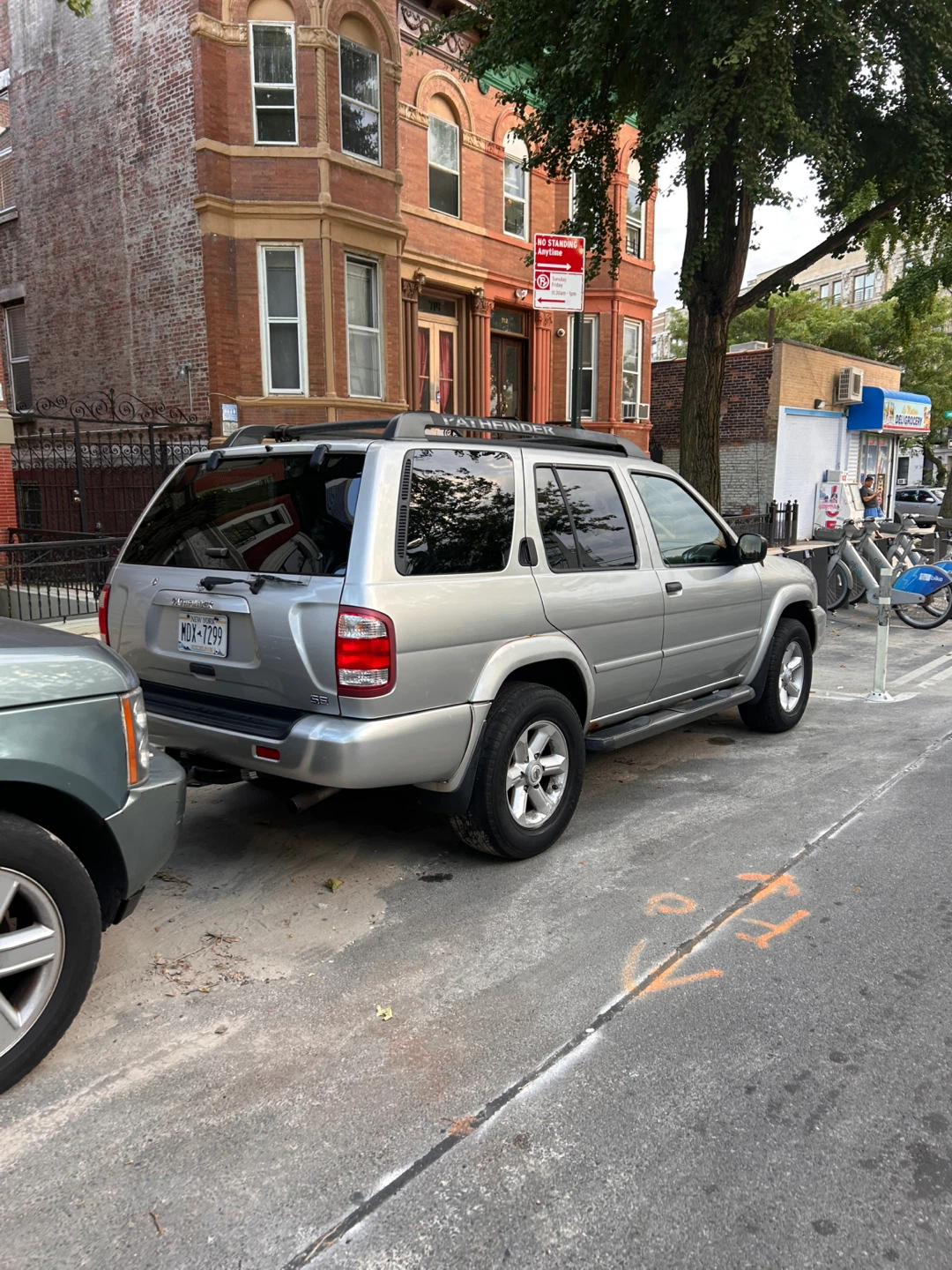 Silver Nissan Pathfinder SUV