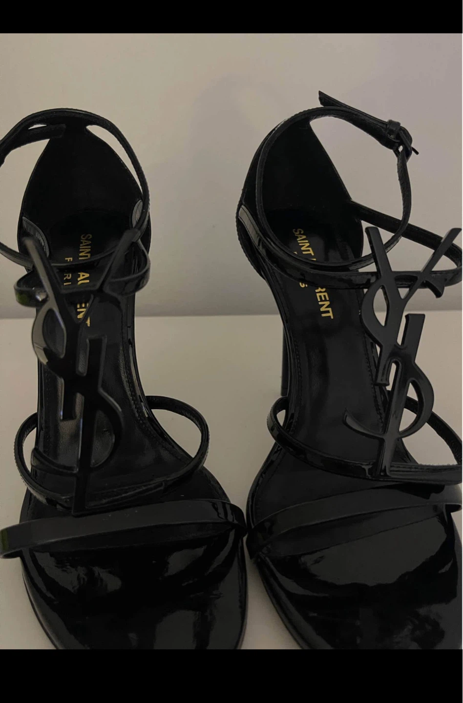 Saint Laurent Black Patent Leather Tribute Sandals Size 36.5 - photo 2