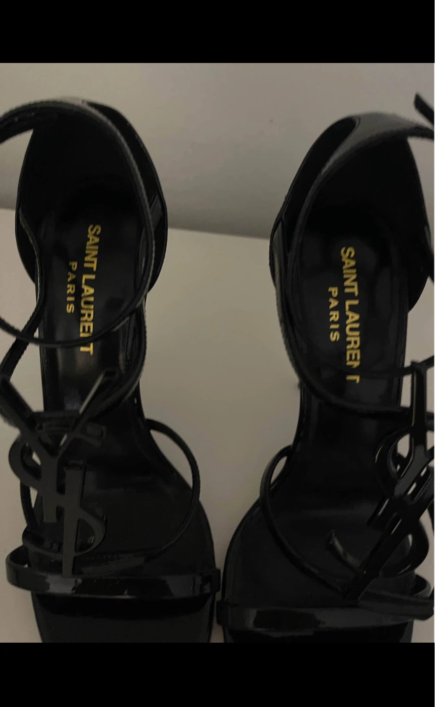 Saint Laurent Black Patent Leather Tribute Sandals Size 36.5 - photo 3