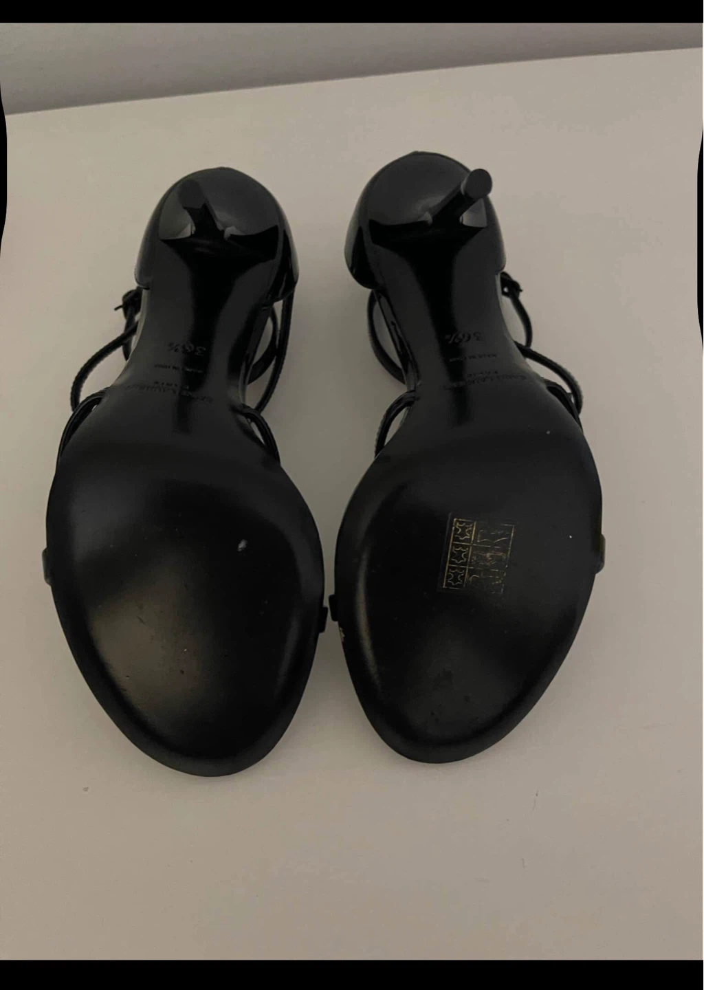 Saint Laurent Black Patent Leather Tribute Sandals Size 36.5 - photo 4