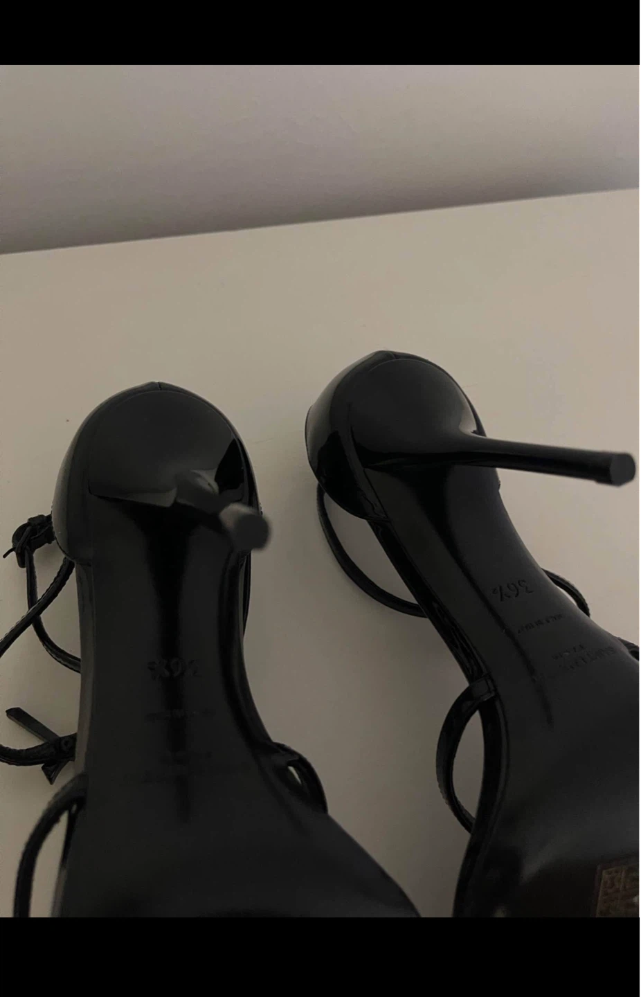 Saint Laurent Black Patent Leather Tribute Sandals Size 36.5 - photo 5