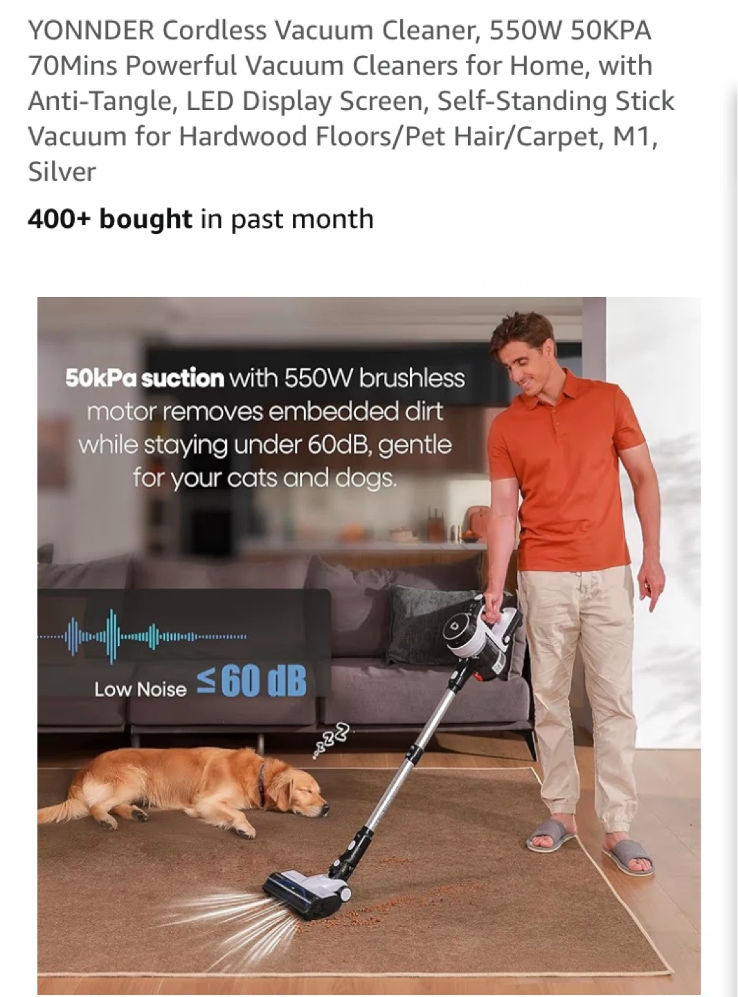 ⚽ YONNDER Cordless Vacuum Cleaner, 550W, 70Mins, Silver - photo 2