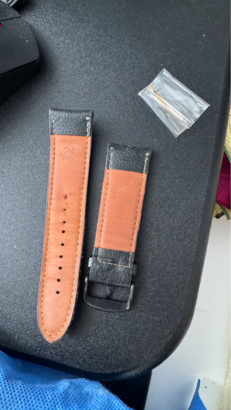 Black Leather Watch Strap 24mm - photo 2
