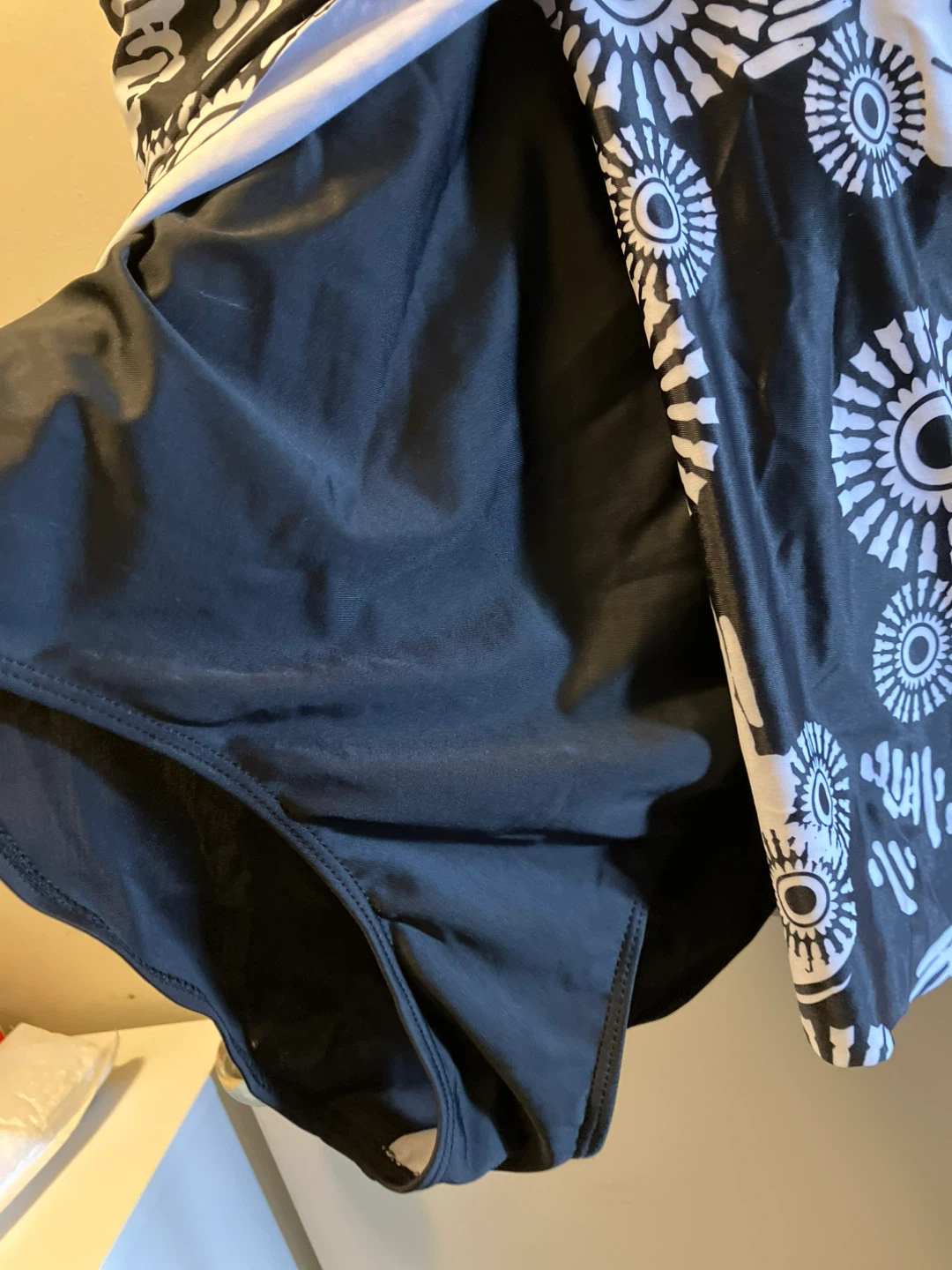 Black and White Floral Swim Dress - Size L - photo 4
