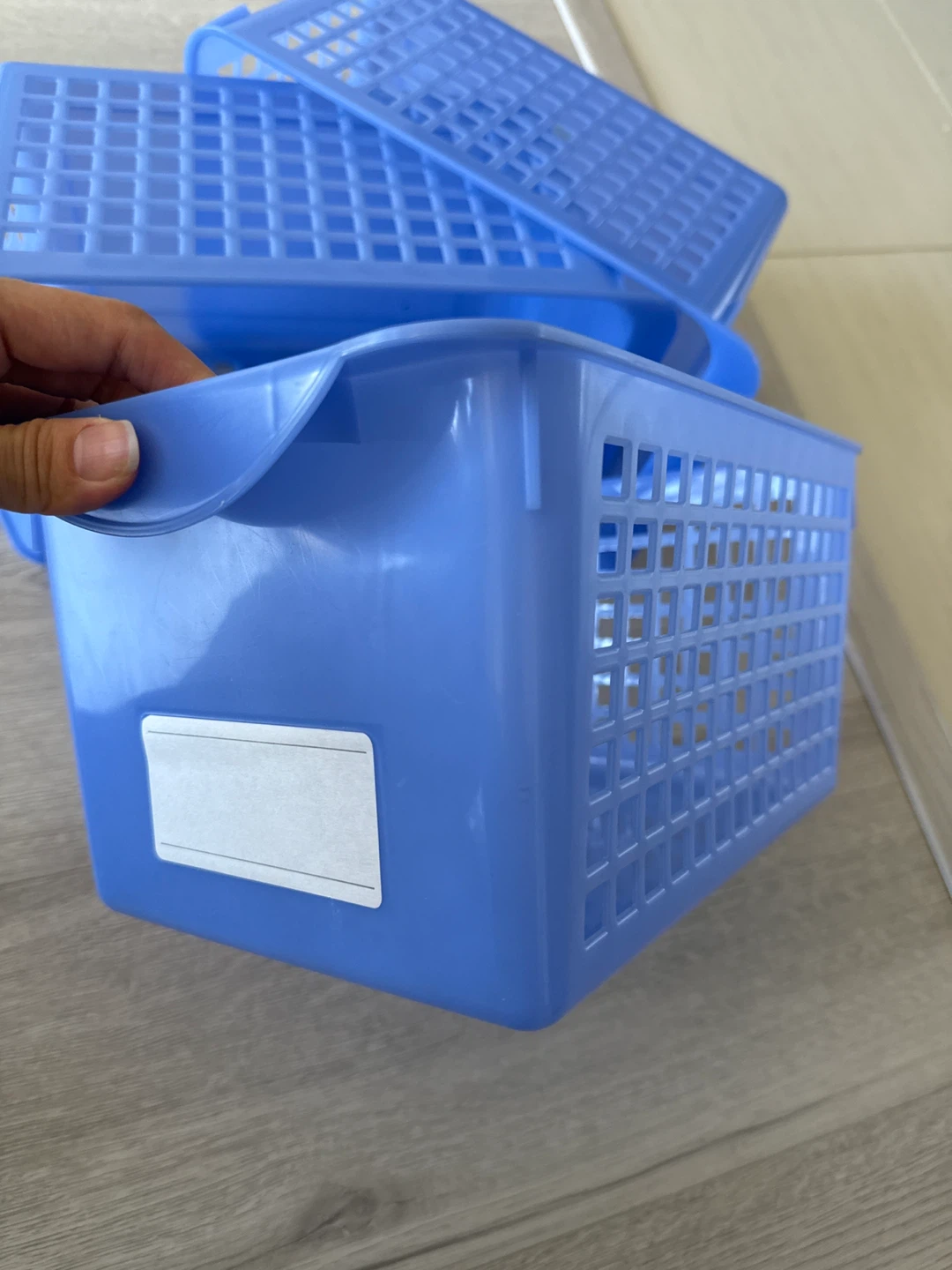5 Blue Plastic Storage Baskets 8.5x28x14.2h (cm) - photo 2