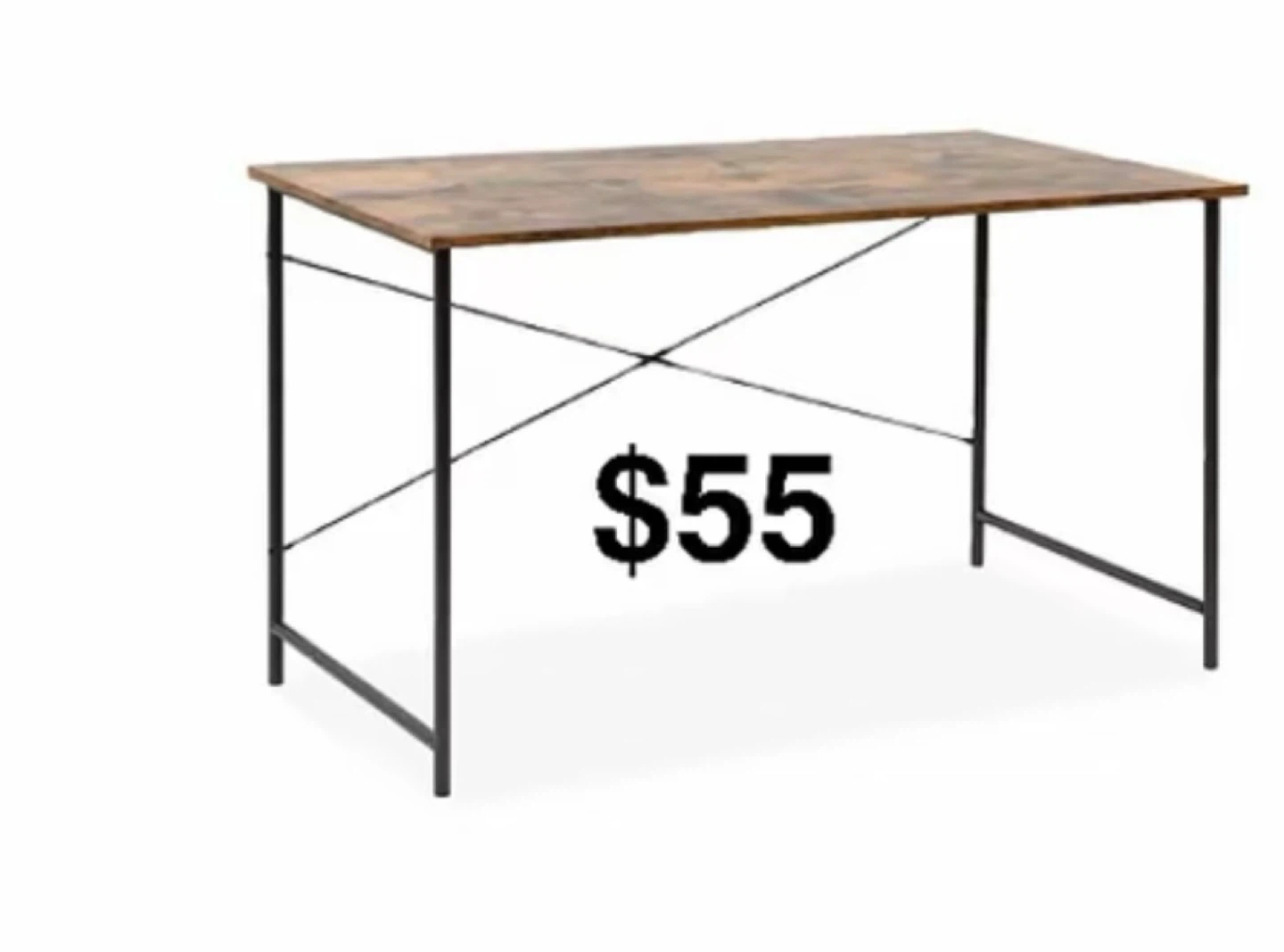 Rustic Wood Top Desk with Black Metal Frame