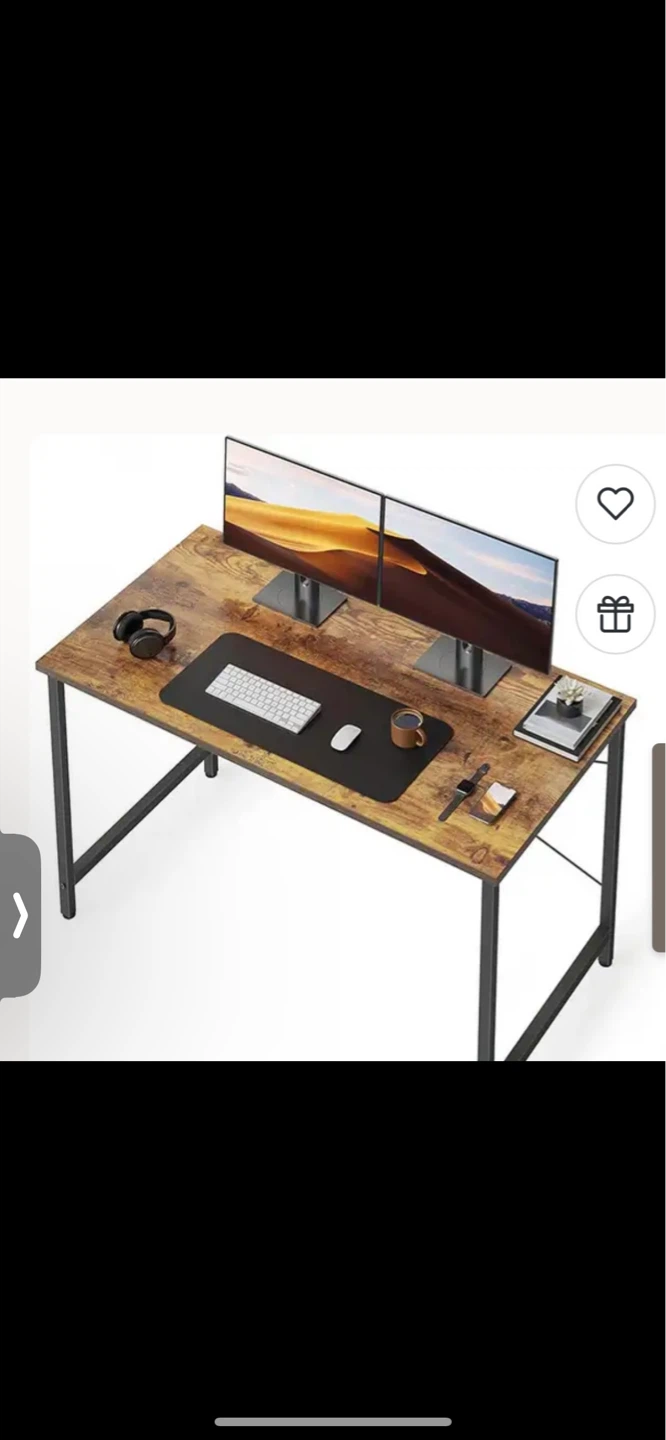 Rustic Wood Top Desk with Black Metal Frame - photo 2