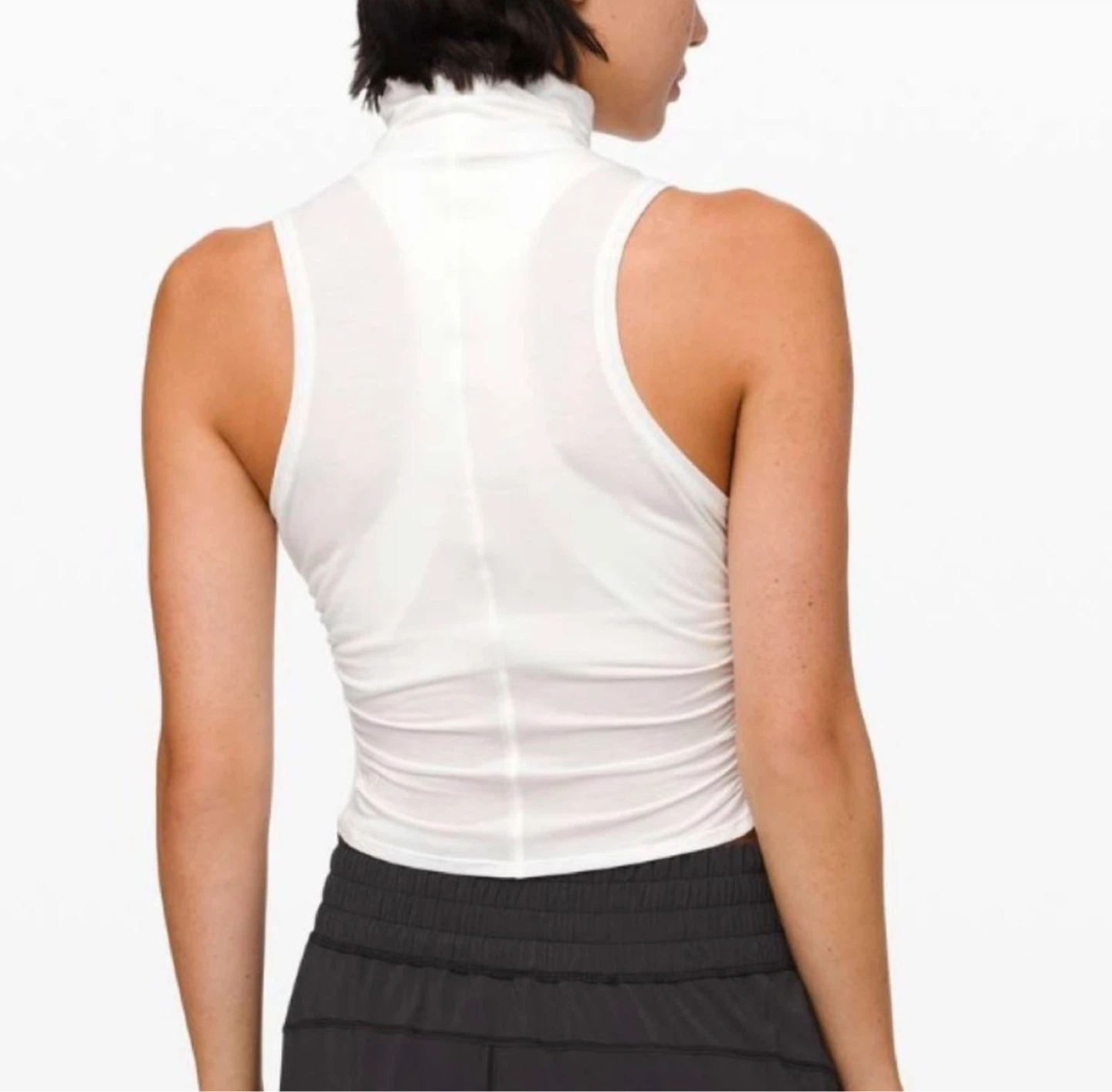 Lululemon athletica White Sleeveless Mock Neck Ruched Tank ⚽️ - photo 3
