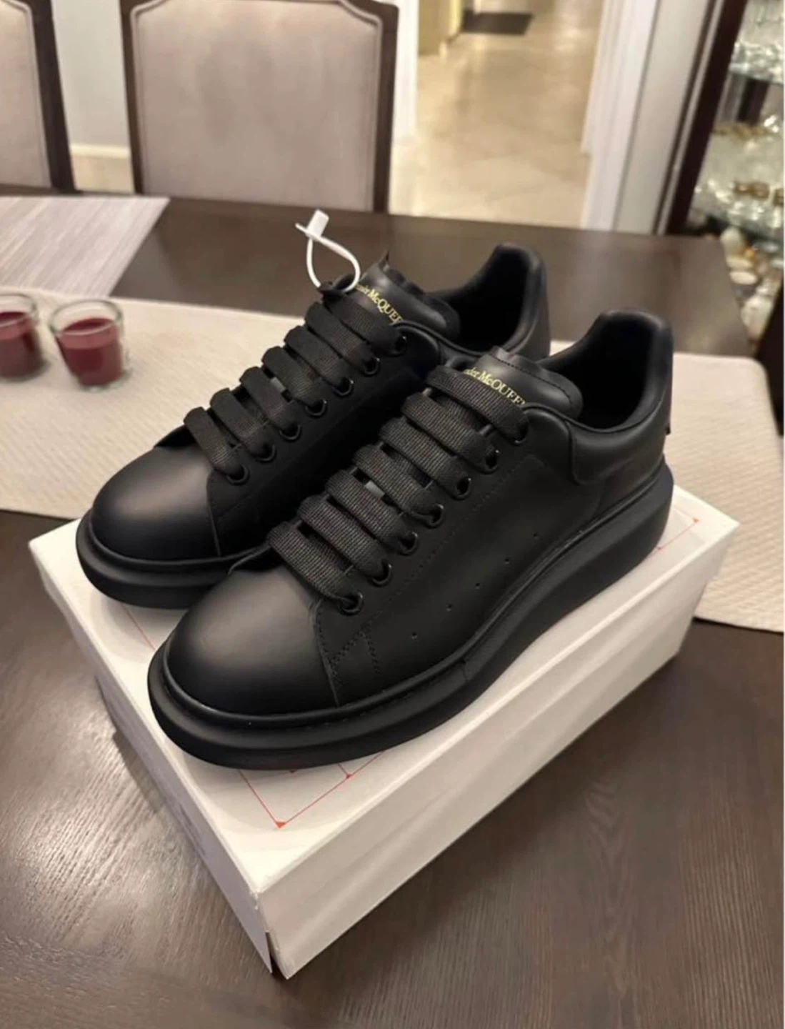 Alexander McQueen Black Leather Oversized Sneakers - photo 2