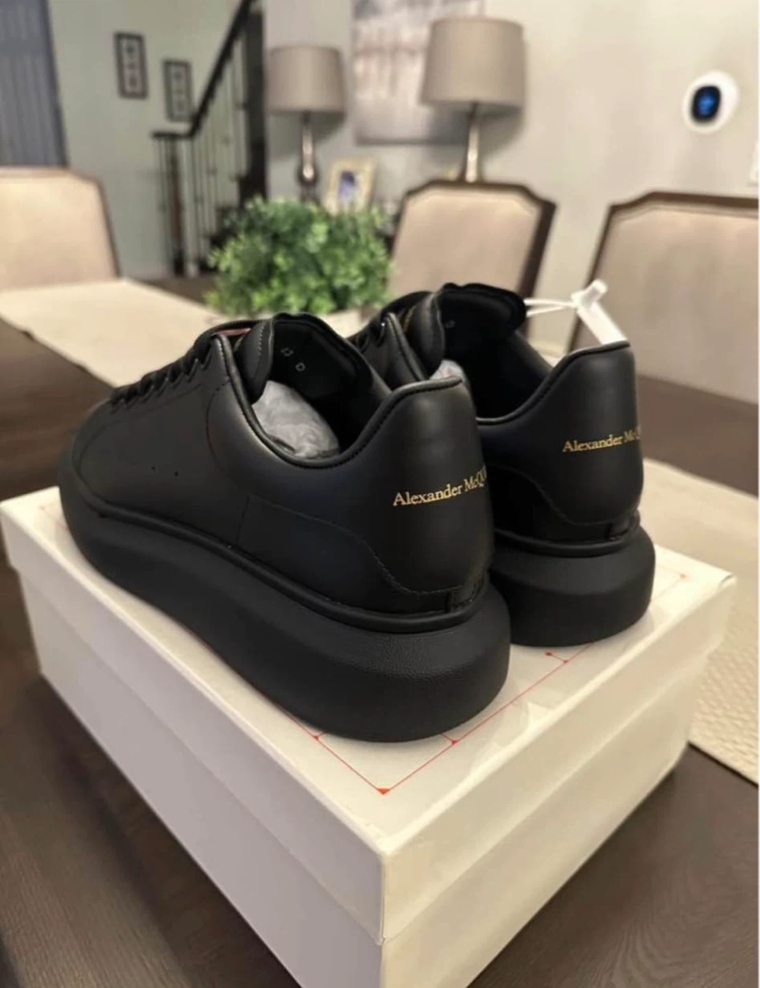Alexander McQueen Black Leather Oversized Sneakers - photo 4