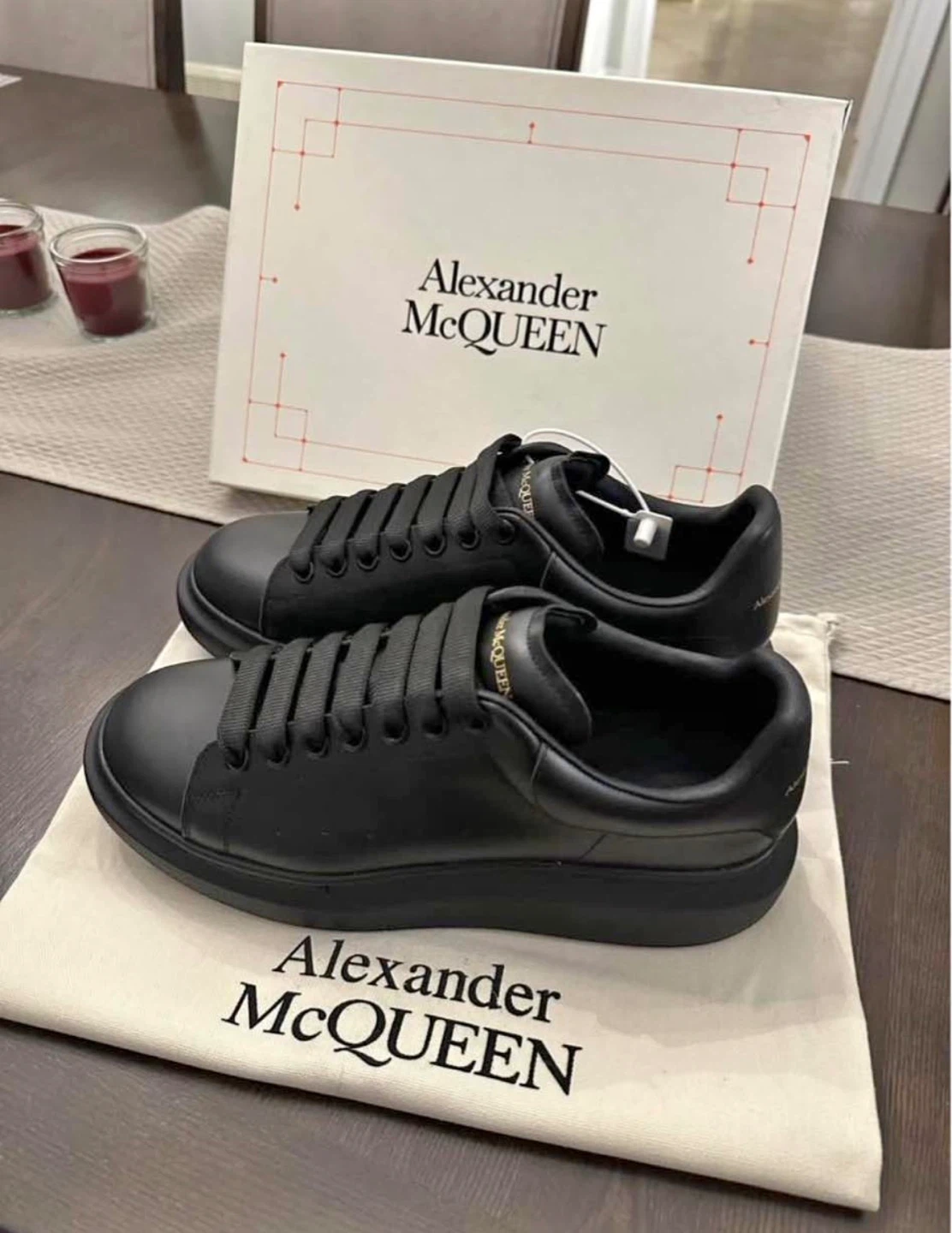 Alexander McQueen Black Leather Oversized Sneakers