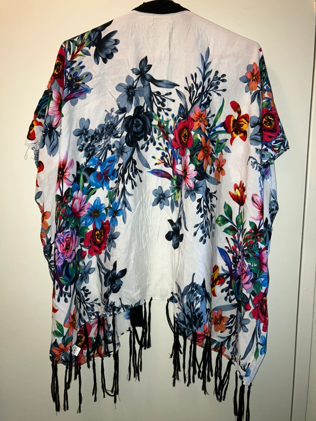 Women's Floral Kimono/Swim Wear with Fringe - photo 2