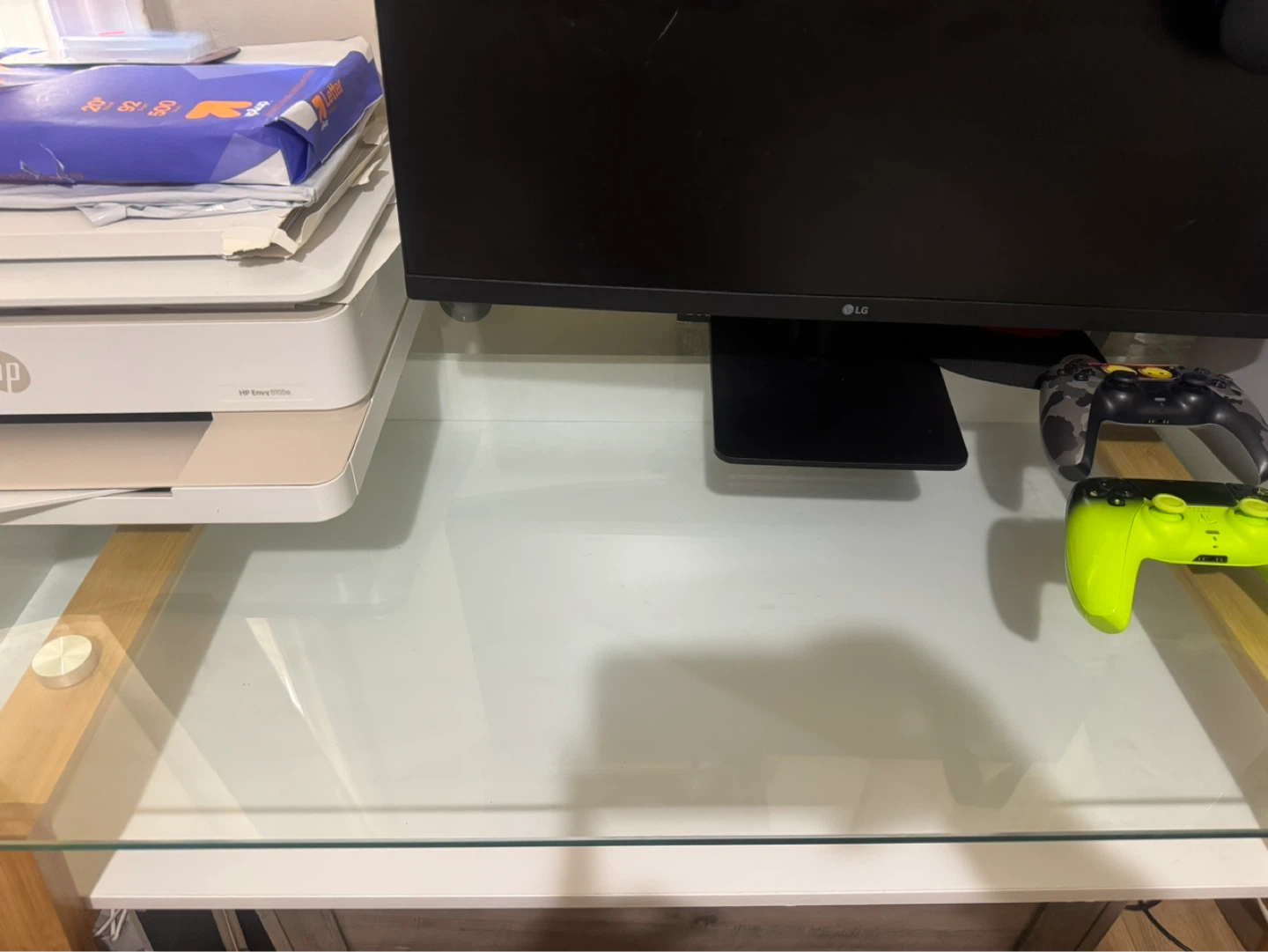 Glass Top Desk with Wooden Legs - photo 4
