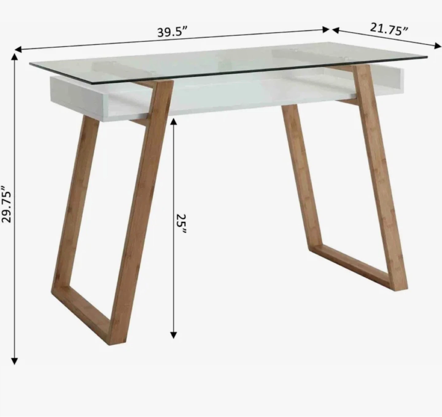 Glass Top Desk with Wooden Legs