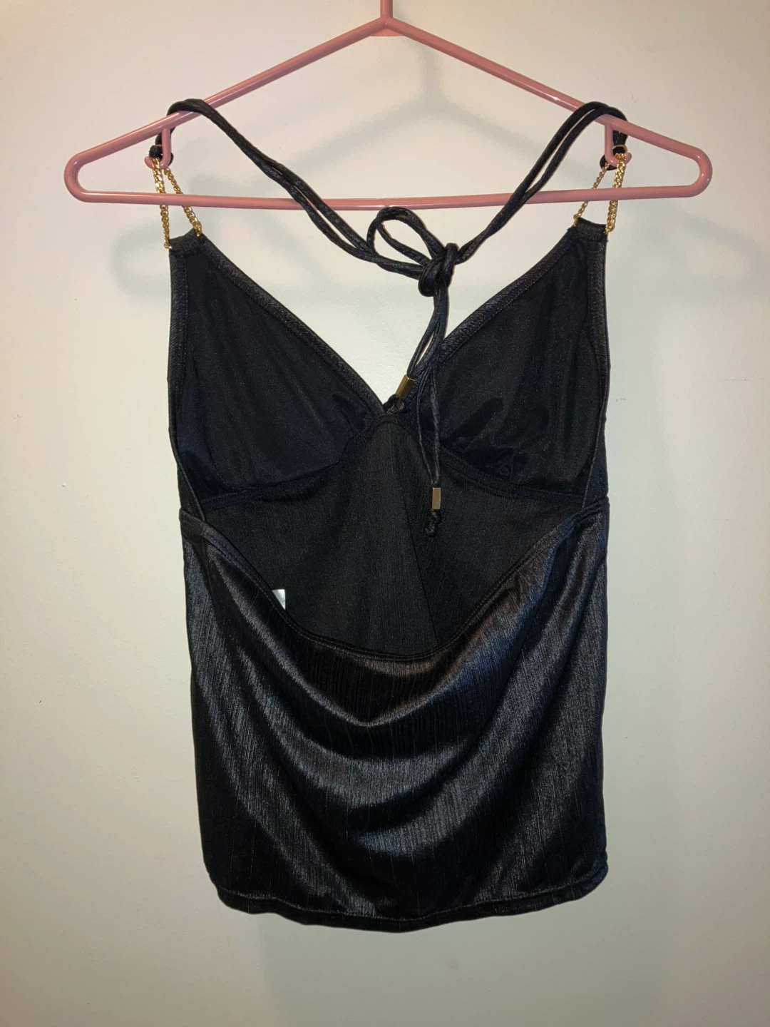 Liquid Blue black tank top with gold chain accents - photo 2