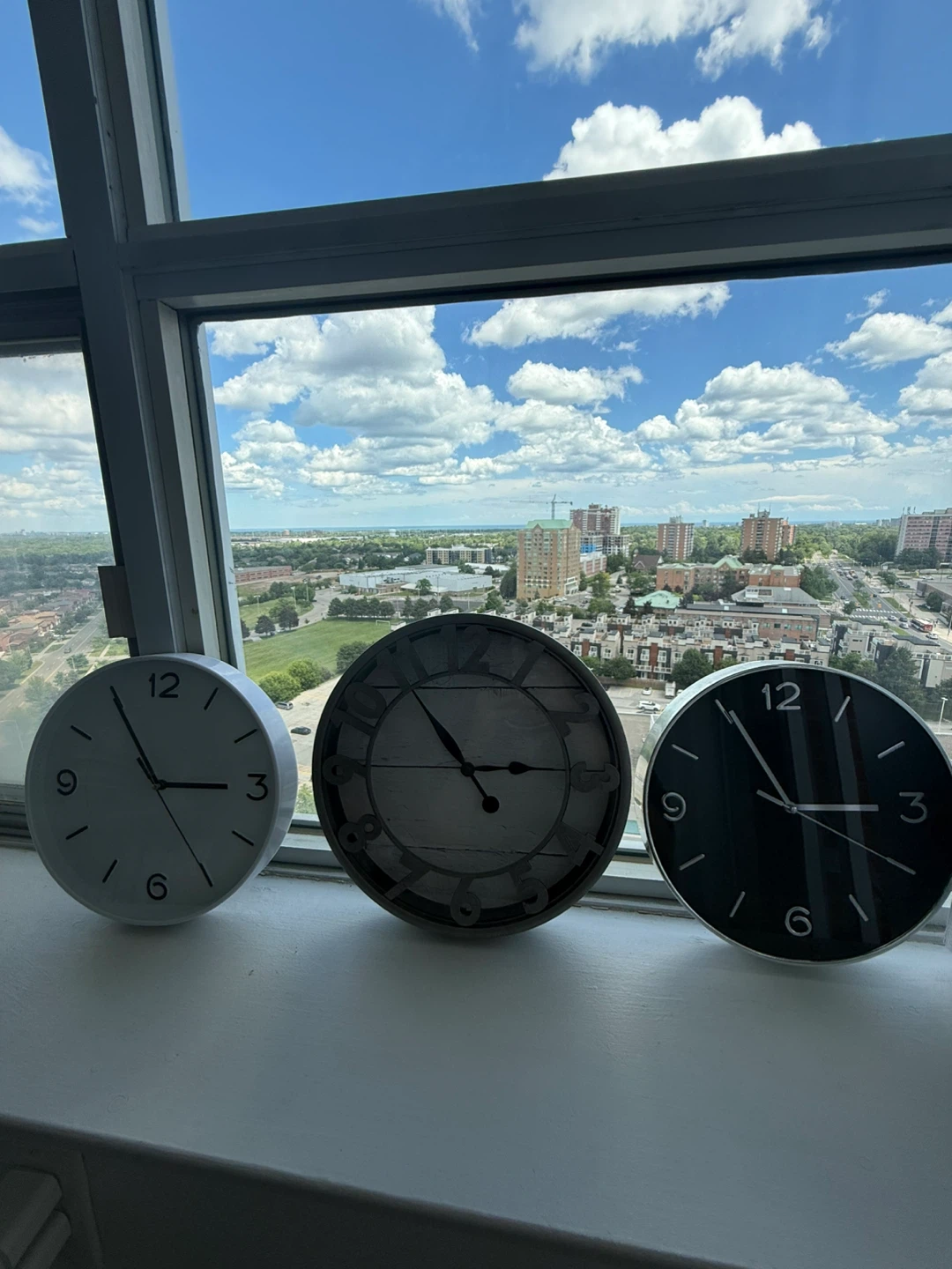 Set of 3 Modern Wall Clocks – Excellent Condition – $12