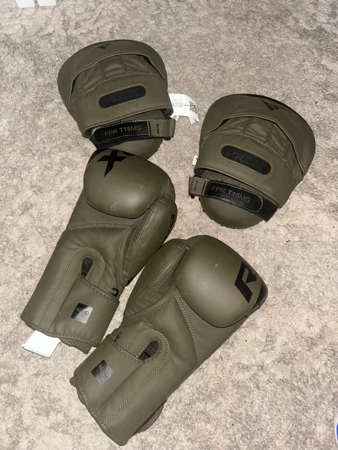 RDX Boxing Gloves and Mitts Set