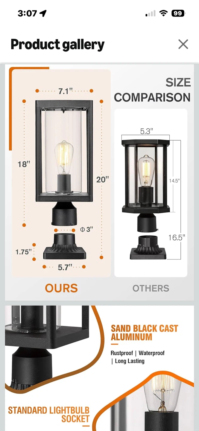 Outdoor Lantern Post Light Fixture