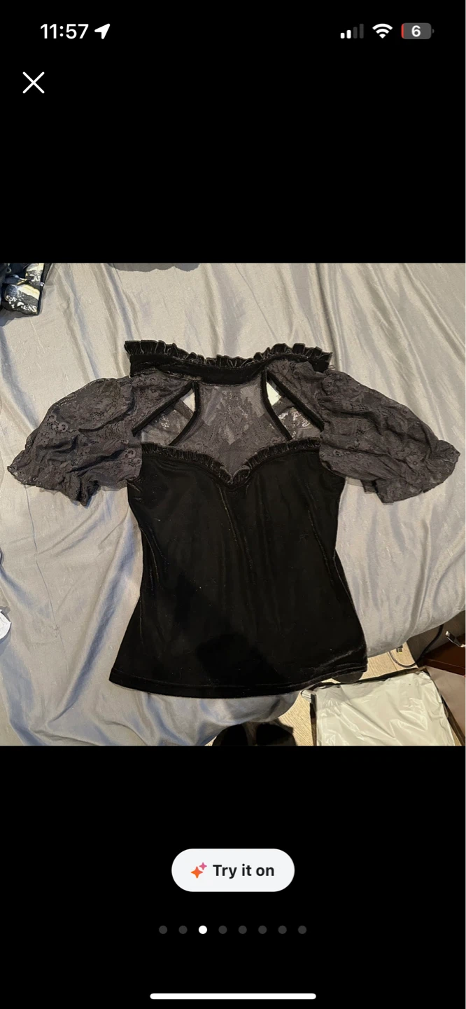KILLSTAR Velvet and Black Lace Top - photo 3