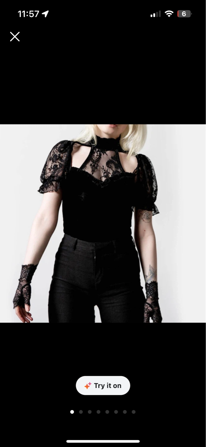 KILLSTAR Velvet and Black Lace Top