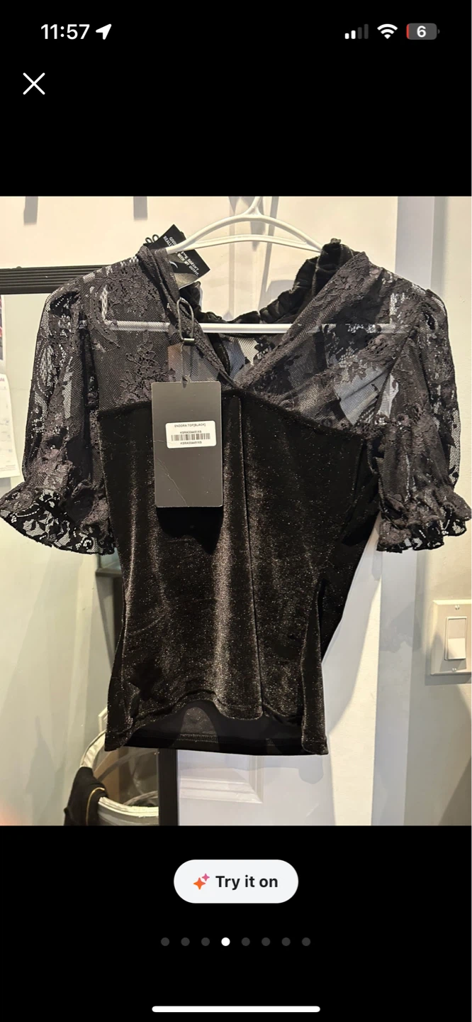 KILLSTAR Velvet and Black Lace Top - photo 4