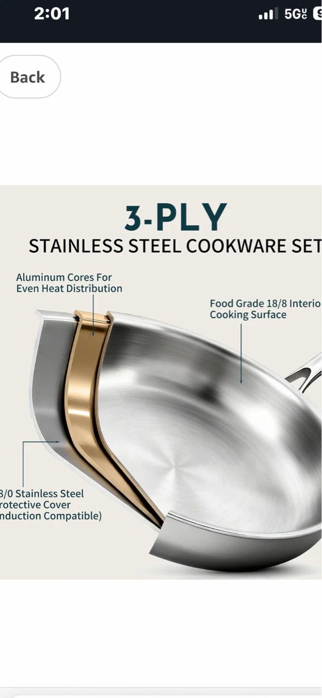 10-Piece Tri-Ply Stainless Steel Cookware Set + Trivets - photo 3