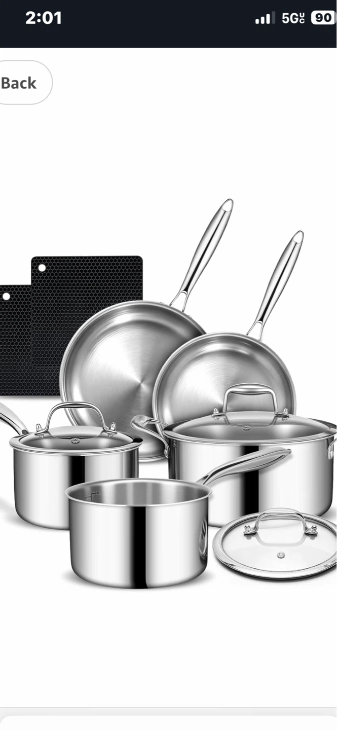 10-Piece Tri-Ply Stainless Steel Cookware Set + Trivets