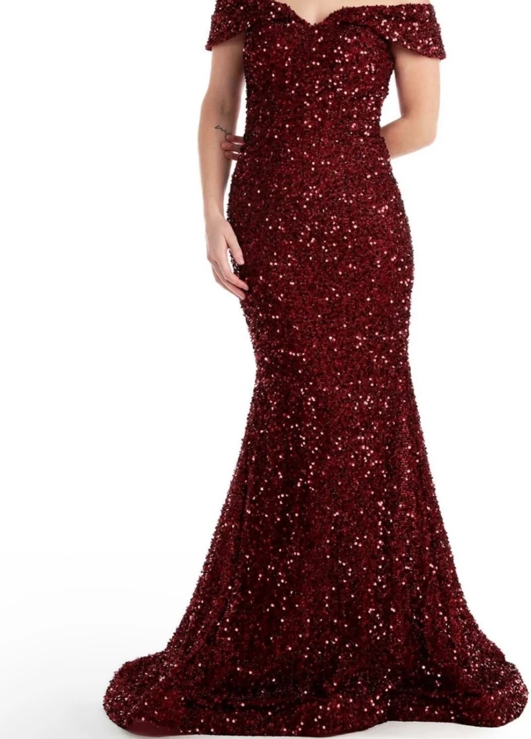 Sequin Off-the-Shoulder Prom Dress