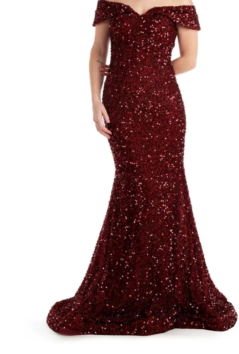 Sequin Off-the-Shoulder Prom Dress - photo 3