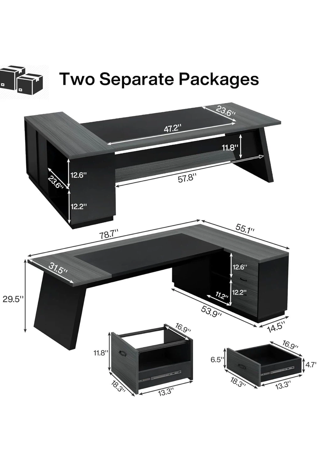 Executive L-Shaped Desk with Storage - photo 3