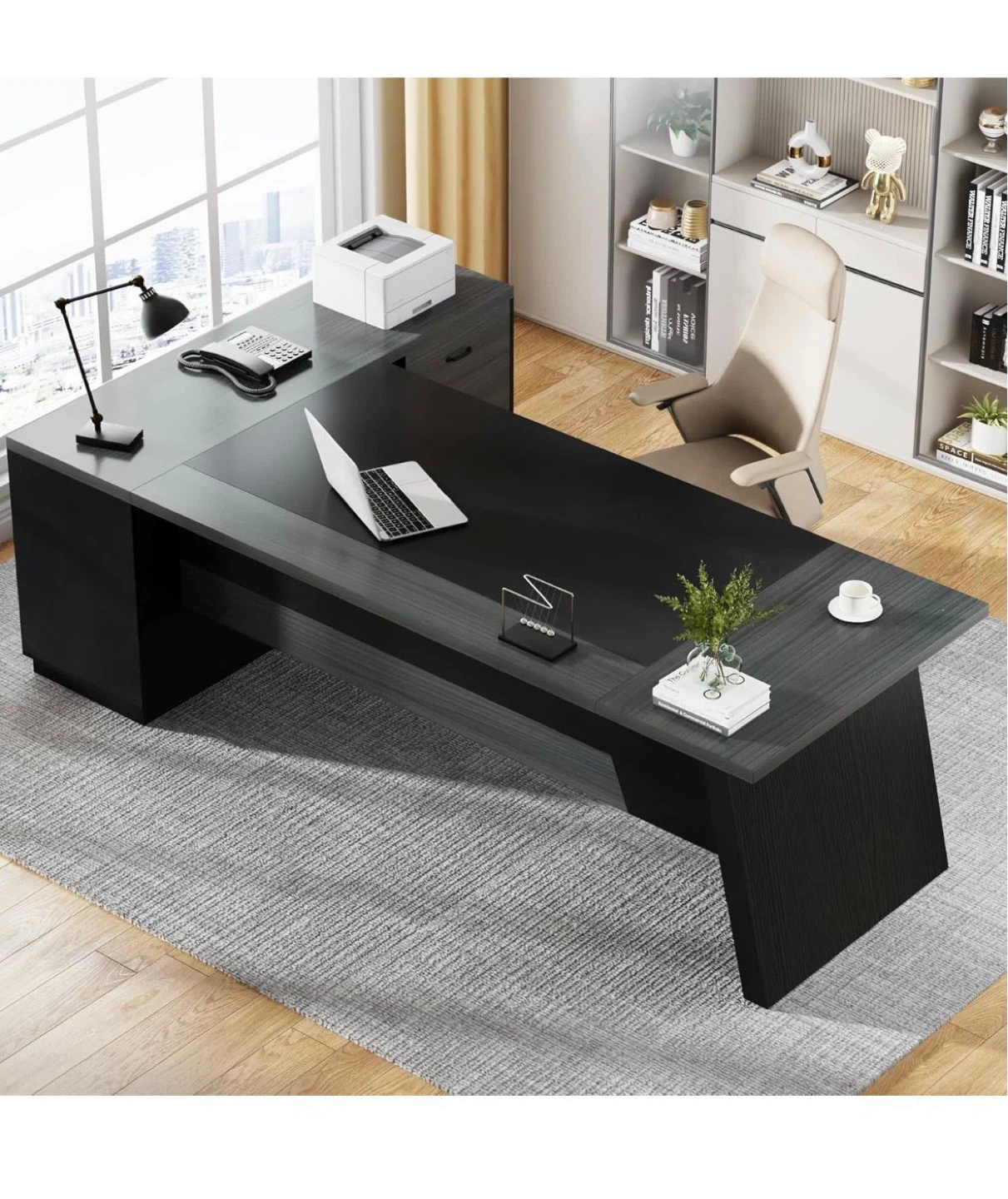 Executive L-Shaped Desk with Storage