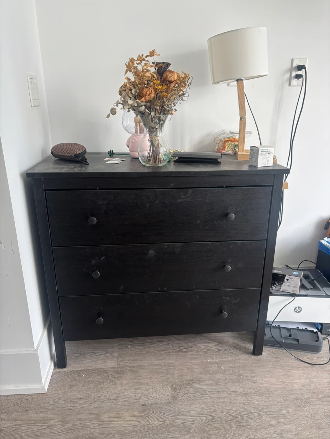 Black 3-drawer dresser