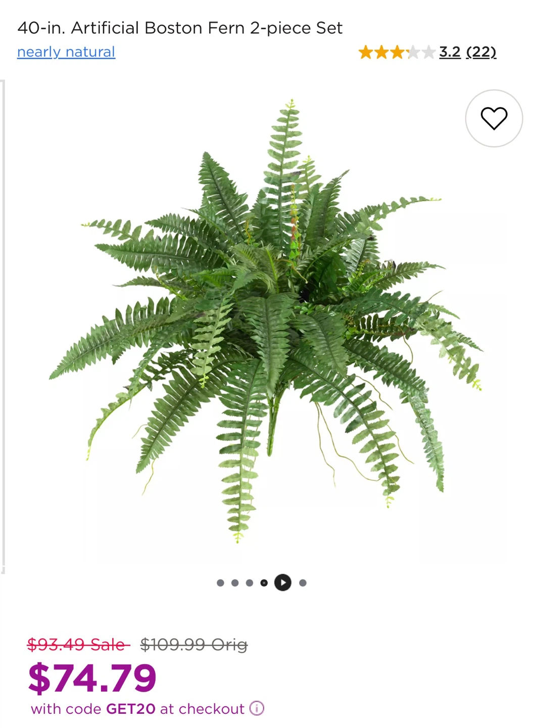 Nearly Natural 30-inch Artificial Boston Fern Set - photo 3