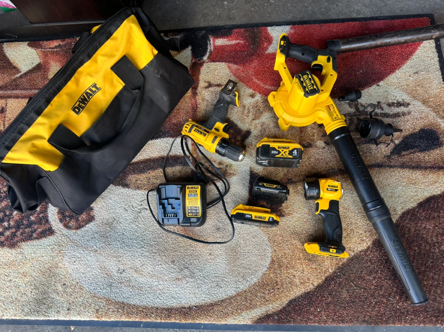 DeWalt 12V Cordless Drill Combo with Blower, Light & Batteries
