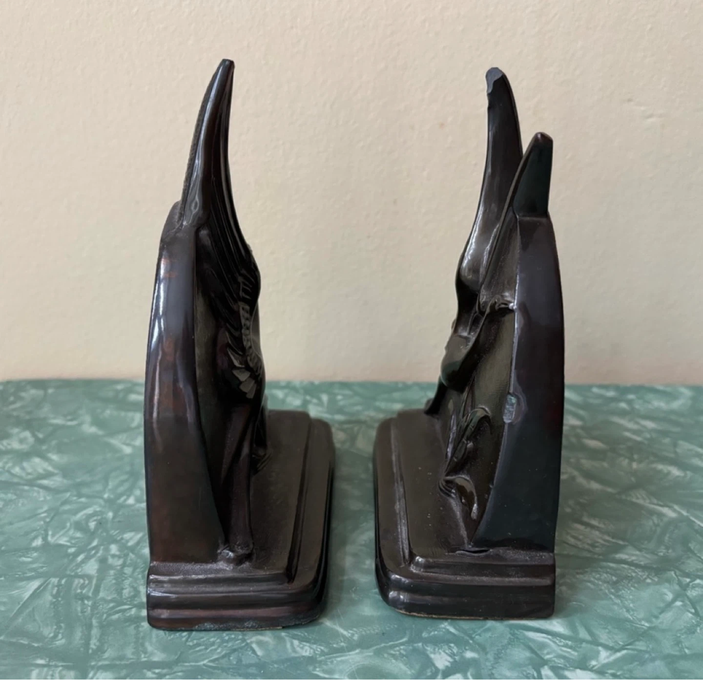 ⚽️Vintage Art Deco Flying Cranes Bookends - photo 4