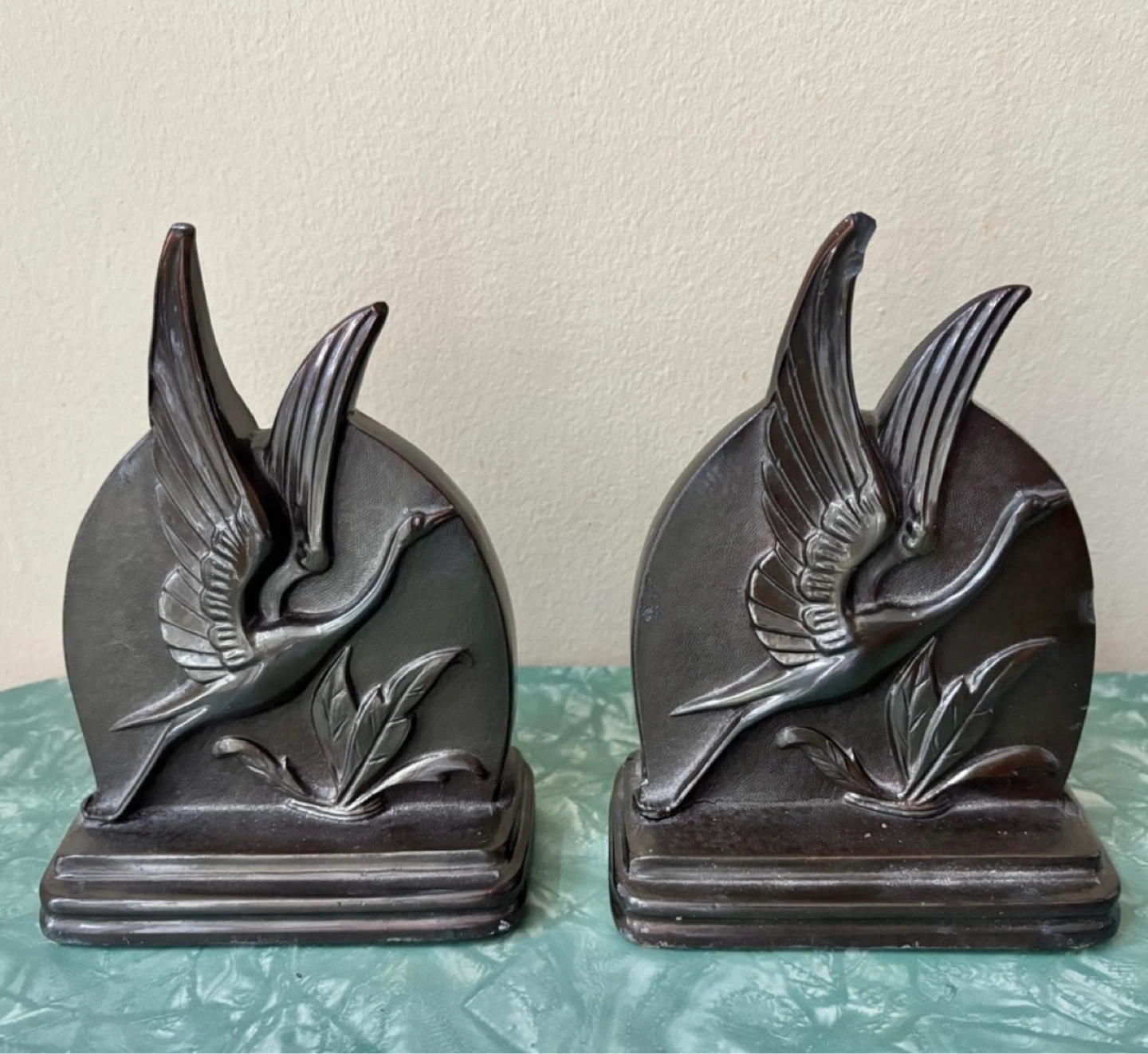 ⚽️Vintage Art Deco Flying Cranes Bookends