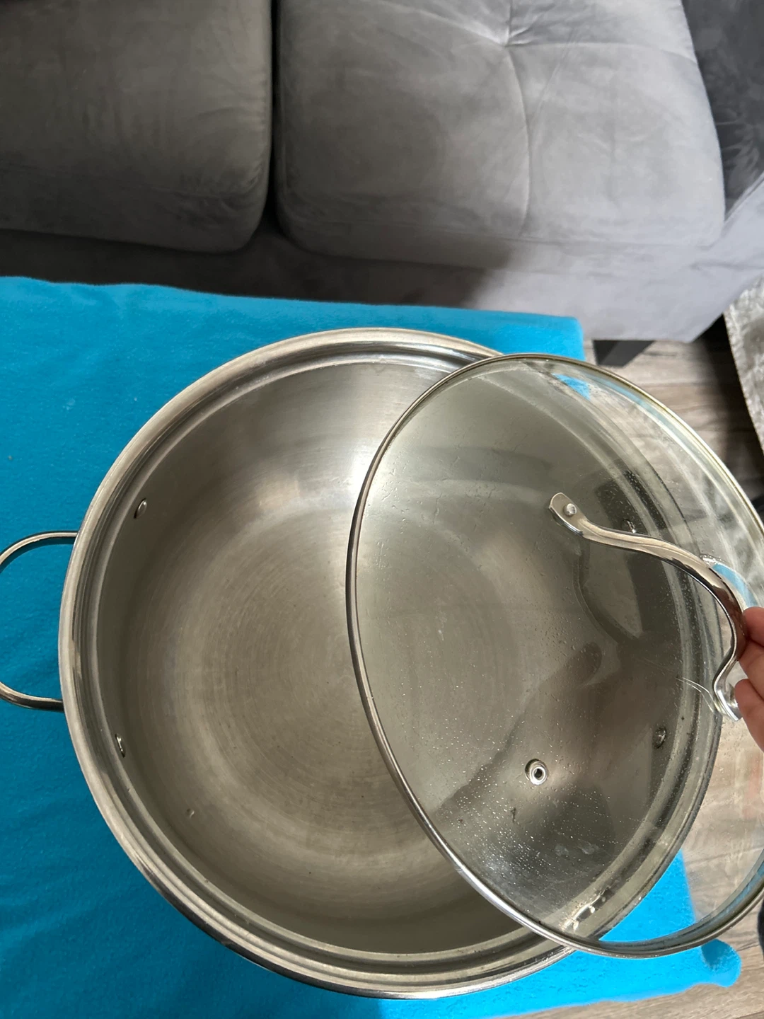 Large Stainless Steel Stock Pot with Glass Lid - photo 2