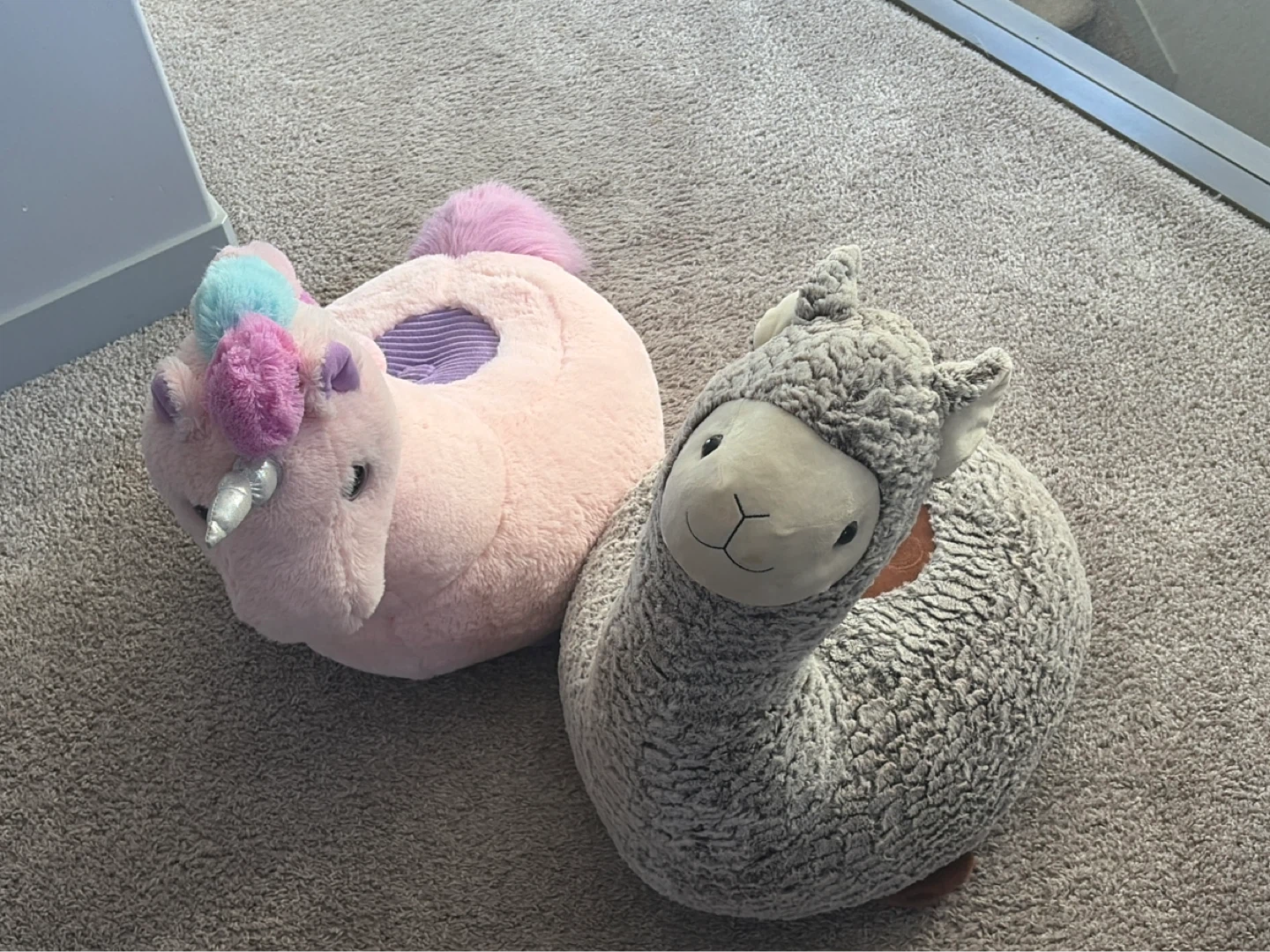Plush Unicorn and Llama children couch