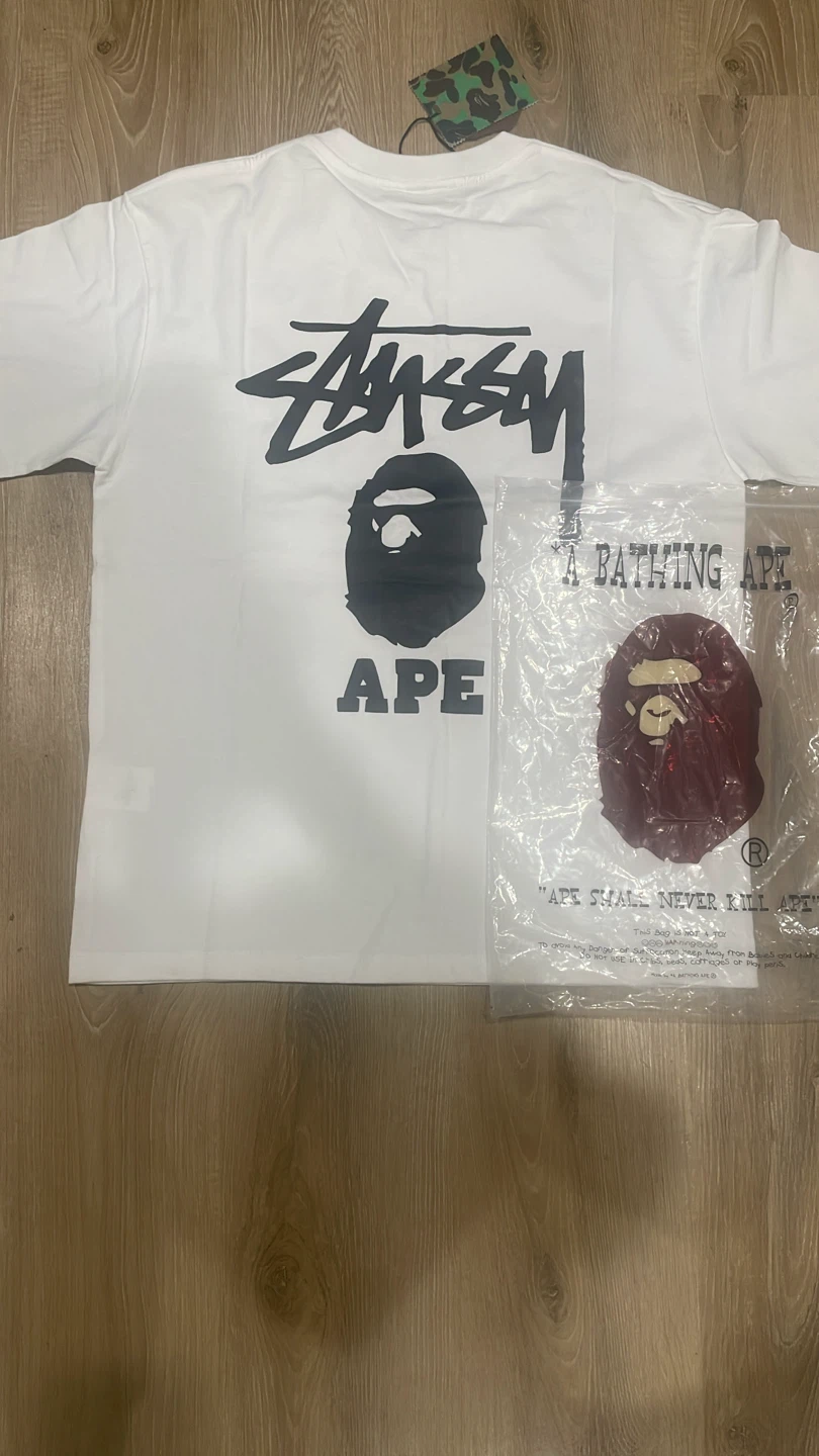 Stussy x A Bathing Ape (BAPE) Graphic T-Shirt White