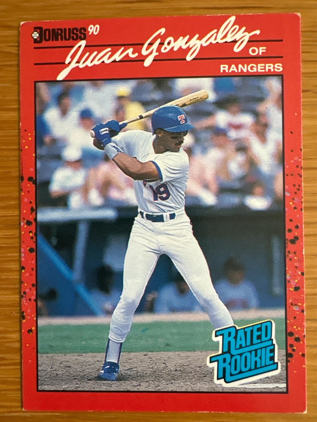 1990 Donruss Juan Gonzalez Rated Rookie Baseball Card