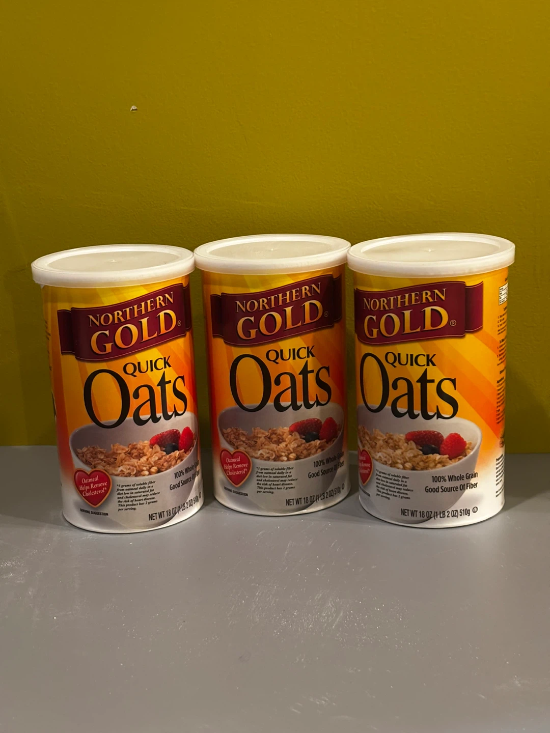 Northern Gold Quick Oats - 3 Can Lot - photo 2