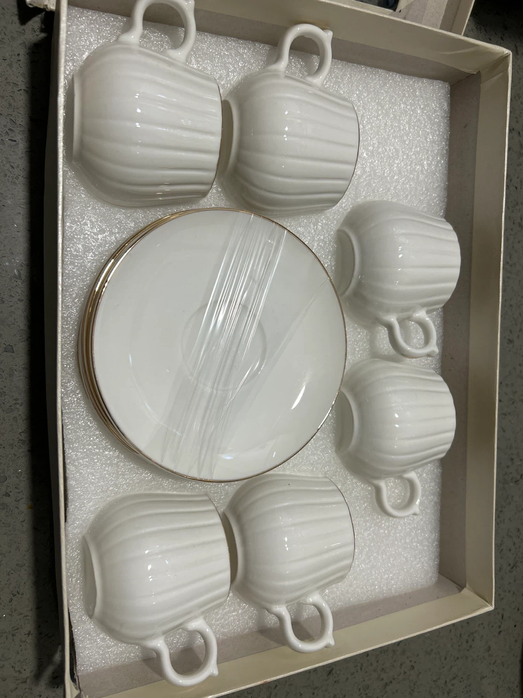 Set of 6 White Espresso Cups and Saucers - photo 2
