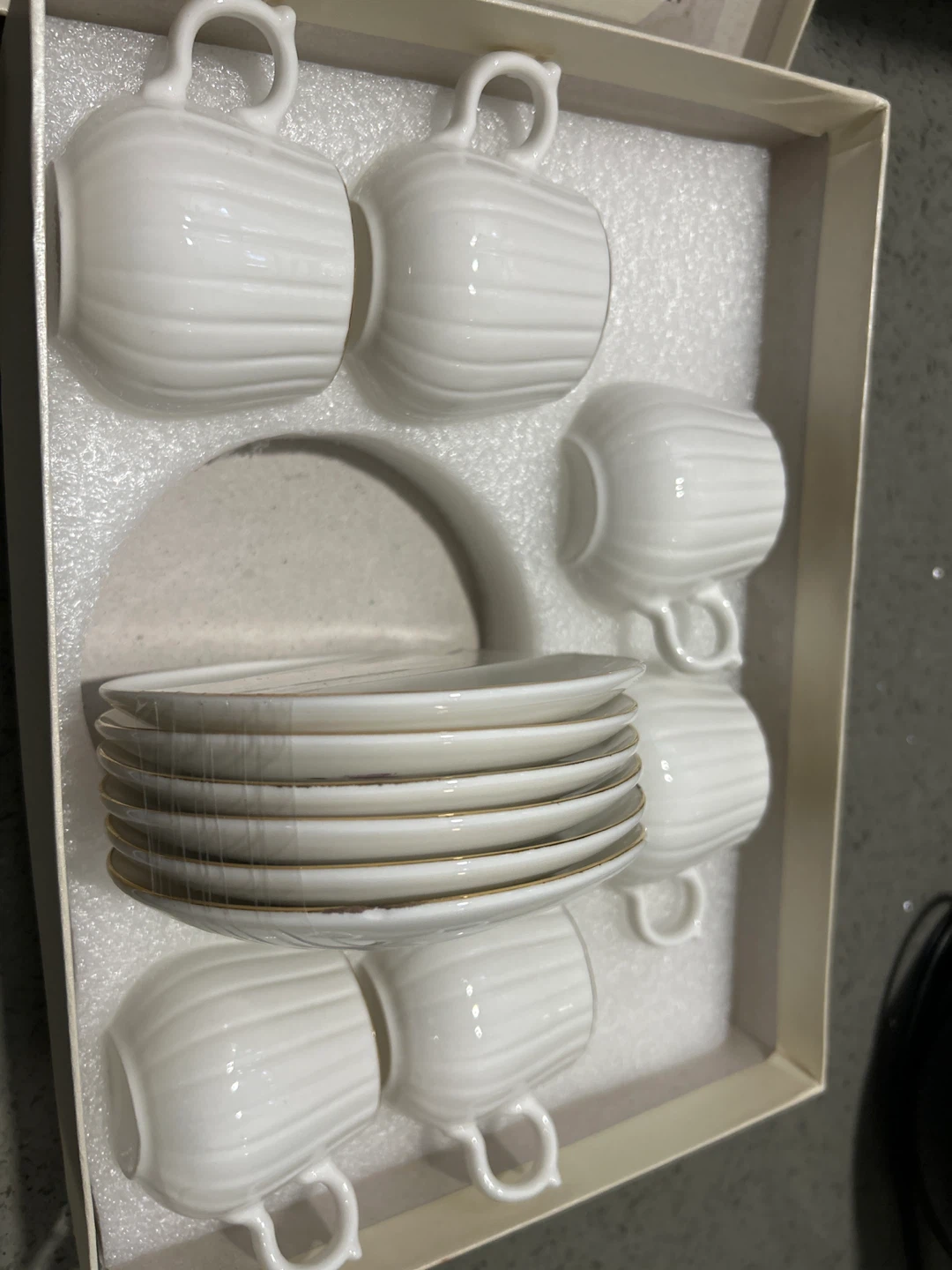 Set of 6 White Espresso Cups and Saucers - photo 3