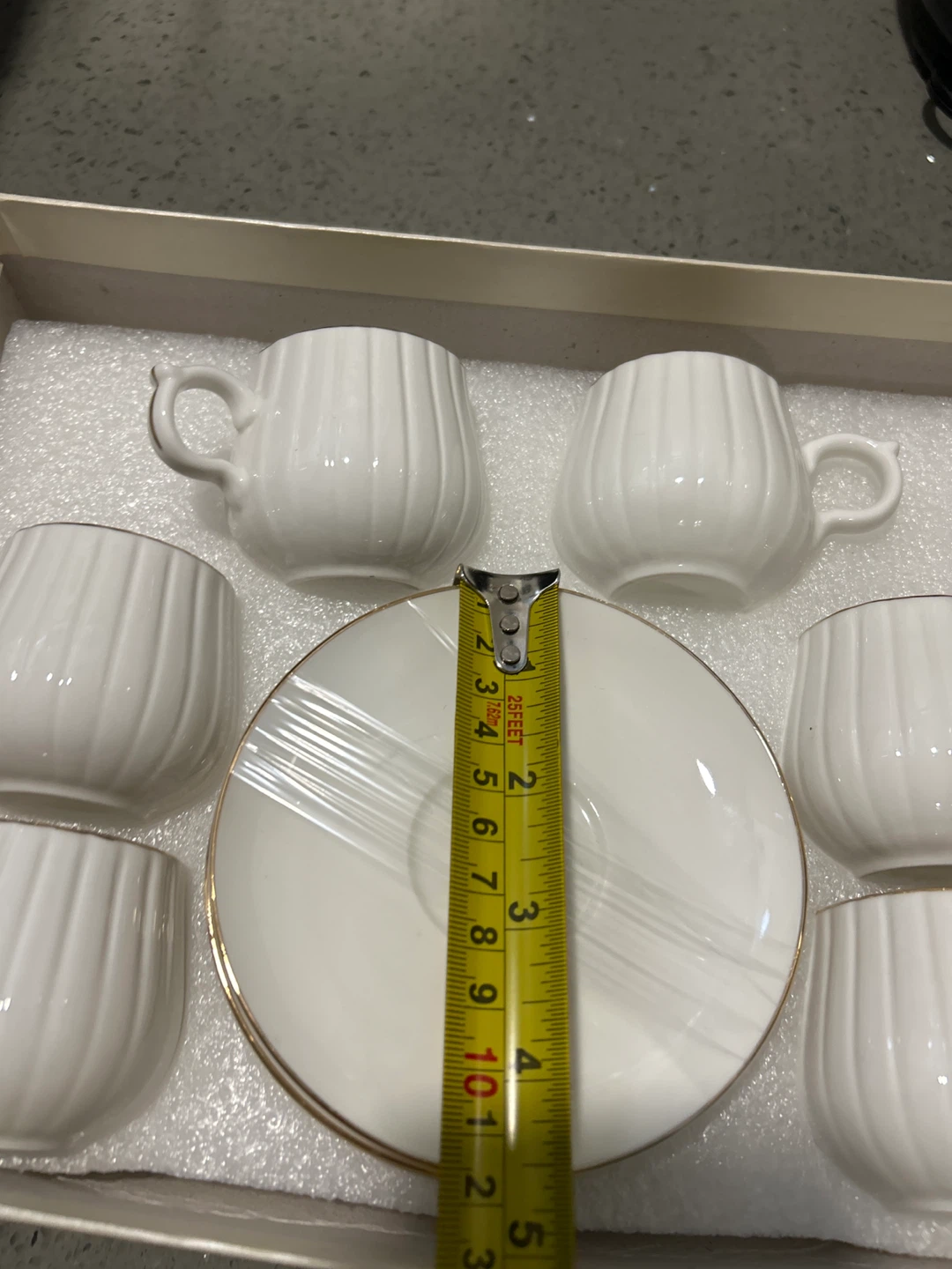 Set of 6 White Espresso Cups and Saucers - photo 5