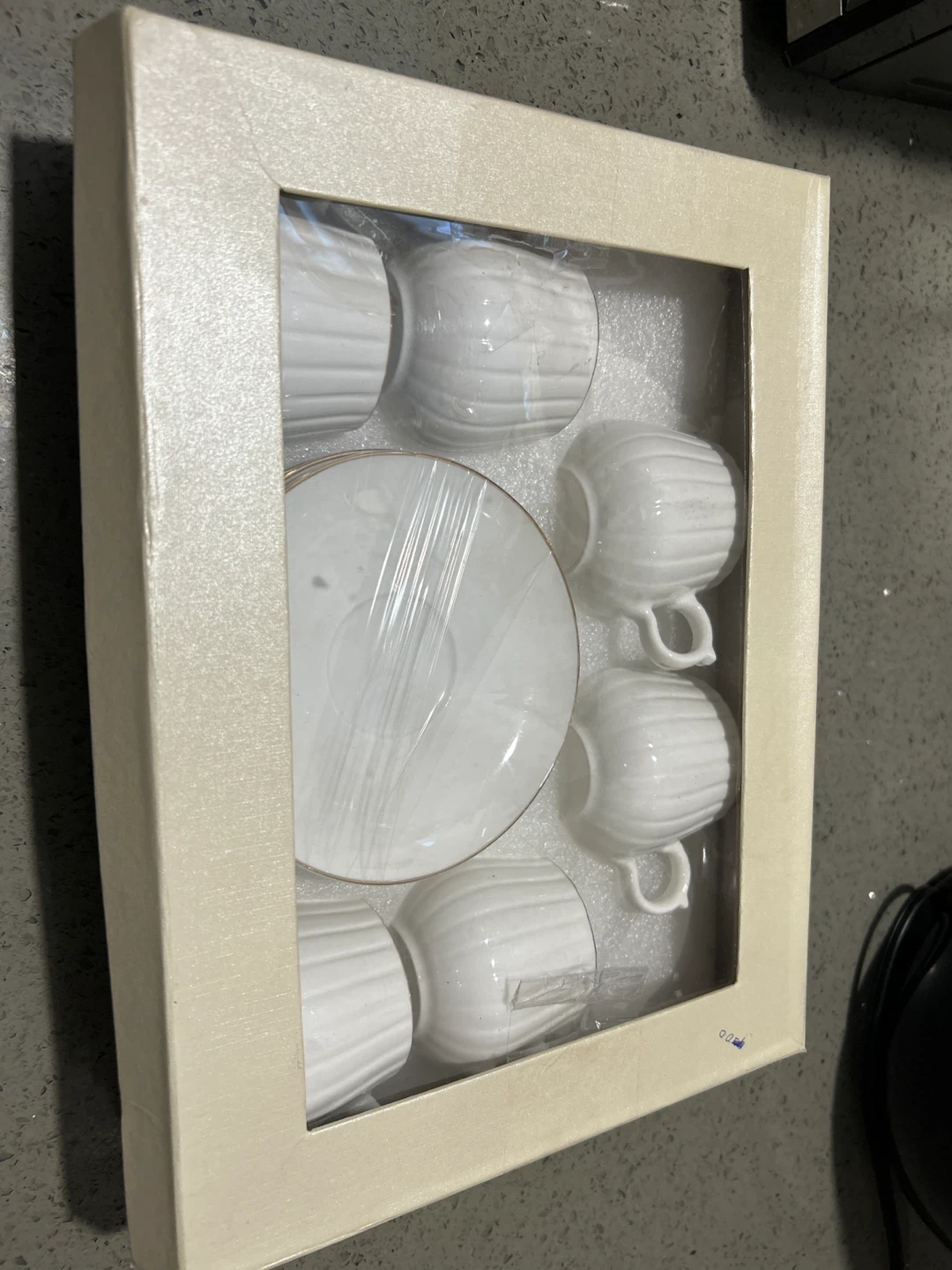 Set of 6 White Espresso Cups and Saucers