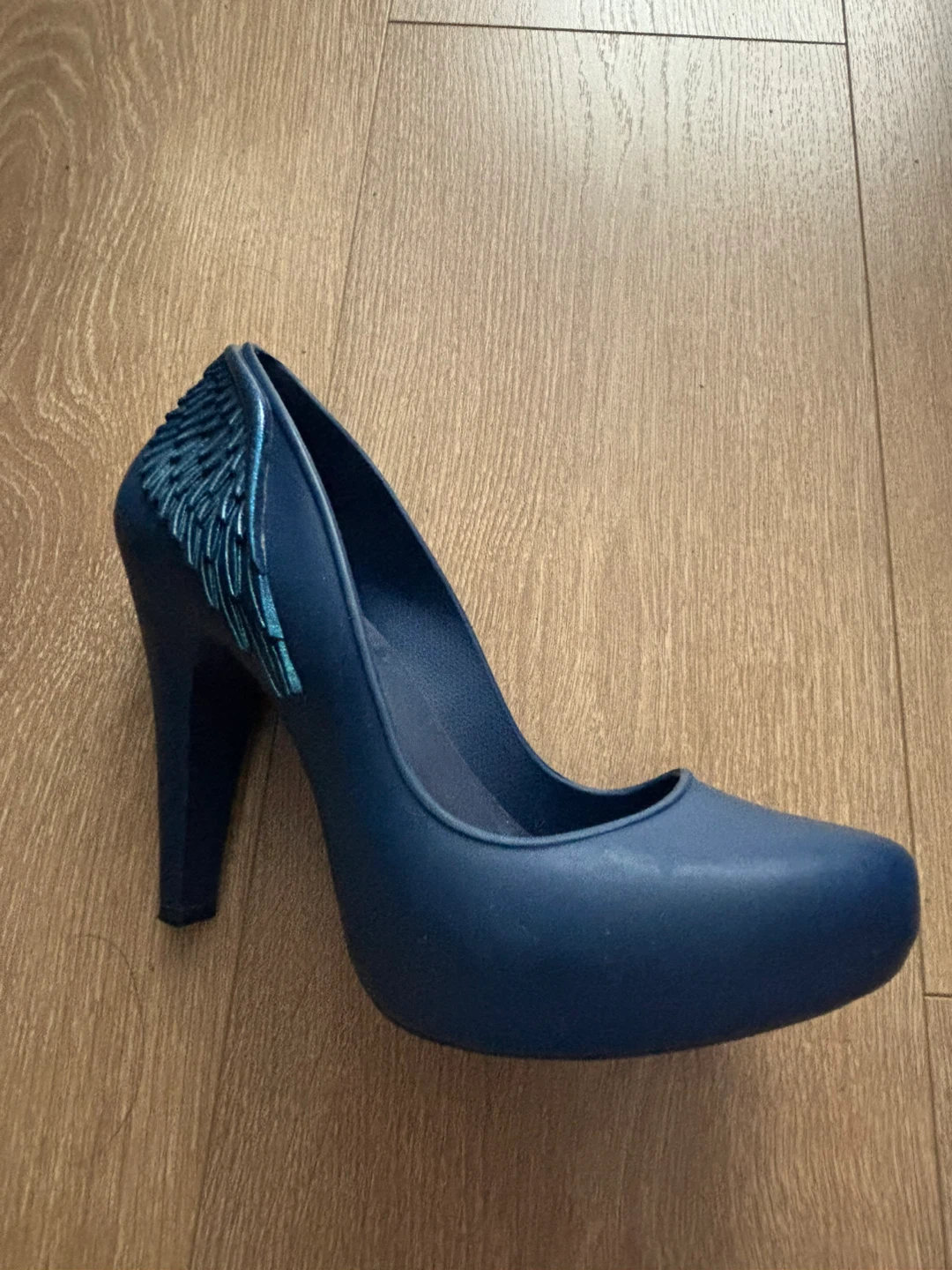 Melissa Navy Blue High Heel Shoes with Wings Size 36 - photo 3