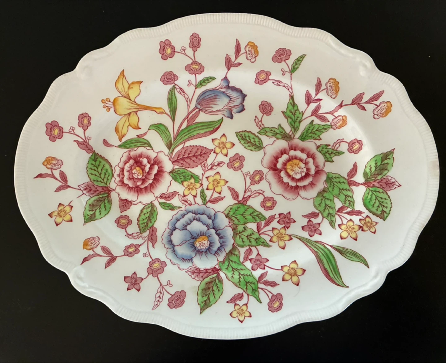 Antique vintage floral serving plate platter English Bouquet