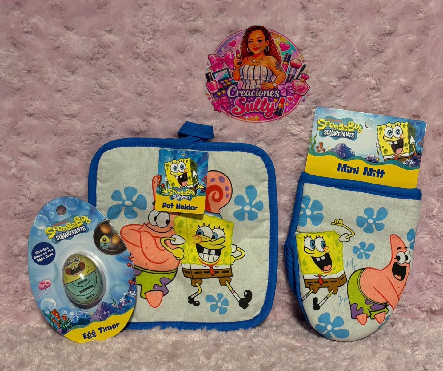 SpongeBob SquarePants Pot Holder, Mini Mitt, and Egg Timer Set